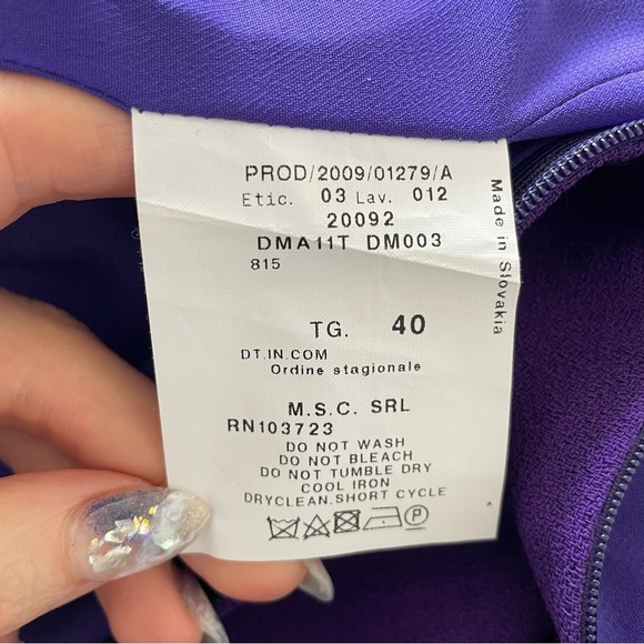 ARMANI COLLEZIONI Purple Wool Black Patent Bow Strip Accent Sheath Dress EUC 4 - Picture 7 of 9